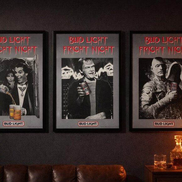 Other - Bud Light Fright Night Peak 80's Horror Poster Lot 3 Halloween Vtg 1985